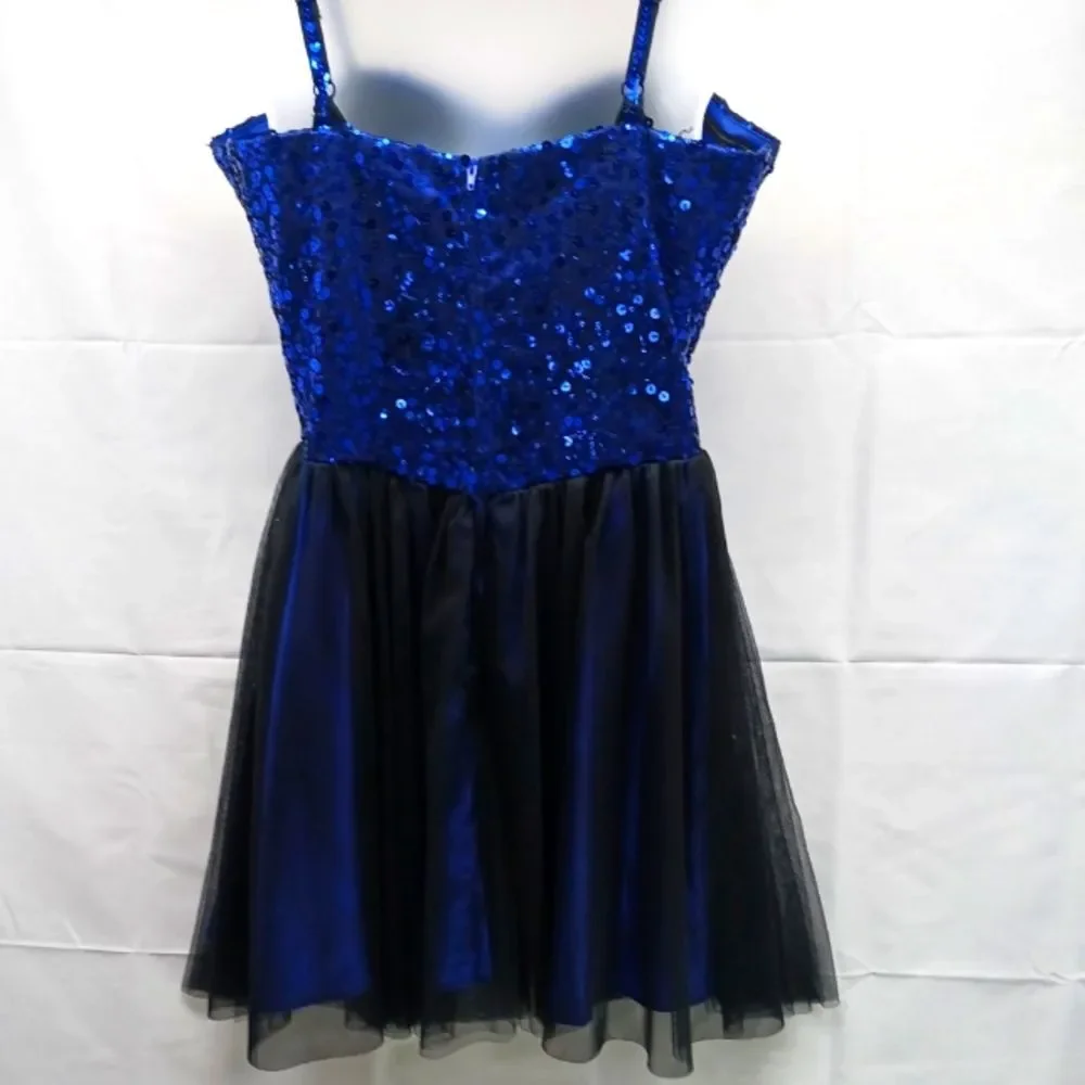 Masquerade Women's 11/12 Blue Sequined Ballerina Midi Dress. Lined. Fits 36C.... - Picture 3 of 12